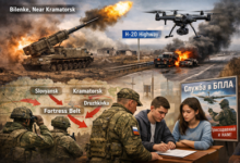 Russian artillery shelling near Kramatorsk in Donetsk Oblast