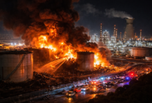 Iran missile attack on Haifa oil refinery causing fire and escalation