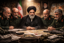 Mojtaba Khamenei with IRGC commanders during leadership discussions in Iran