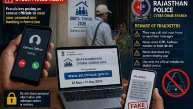Rajasthan Police warns citizens about fake digital census cyber fraud using calls SMS and fake officials digtal