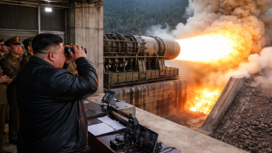 North Korea ICBM test showing powerful missile engine and launch capability
