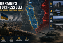 Aerial view of Ukraine defensive lines and trench networks in Donetsk frontline