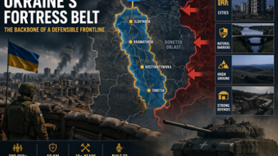 Aerial view of Ukraine defensive lines and trench networks in Donetsk frontline