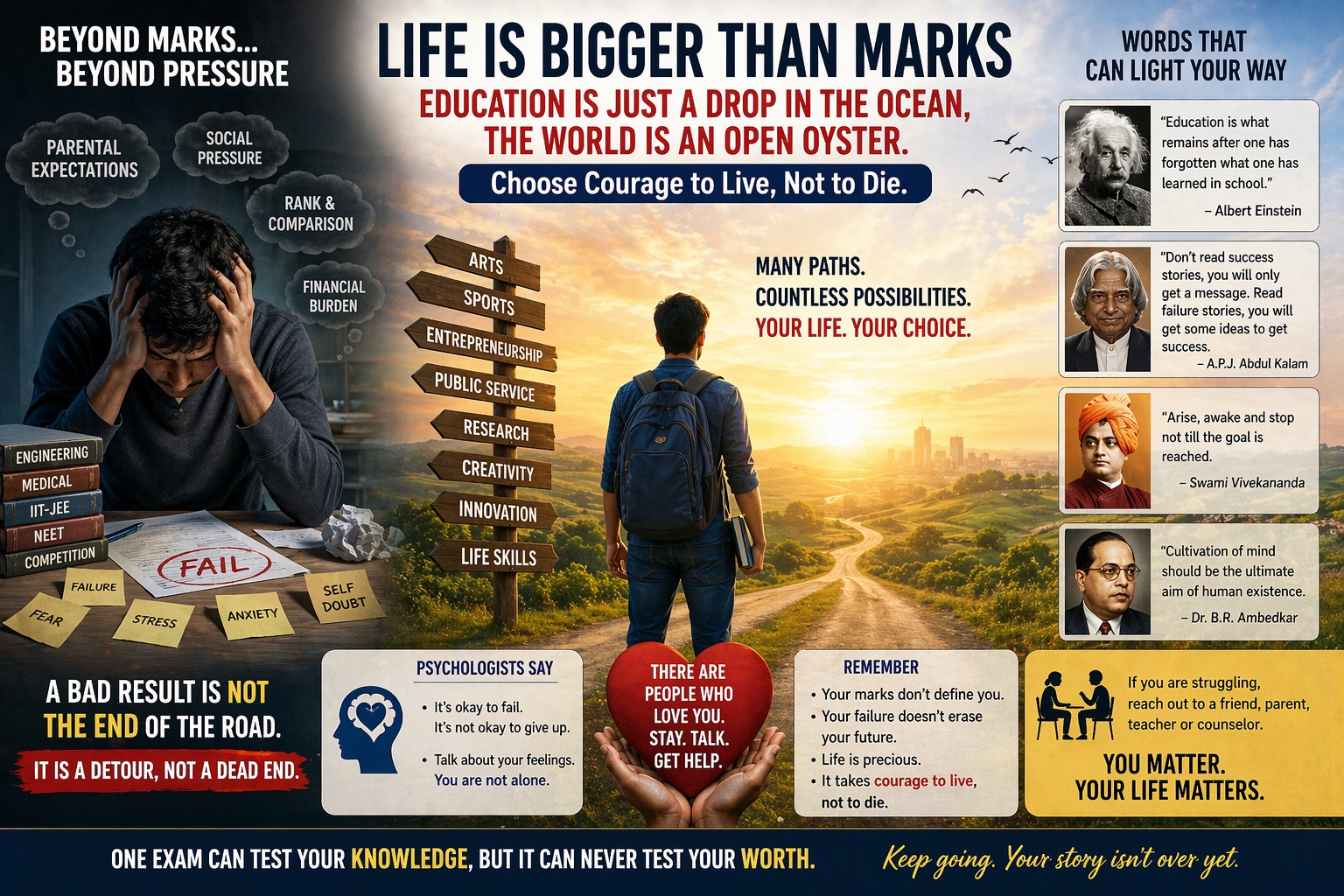 student stressed over exam results reflecting pressure and importance of life beyond marks