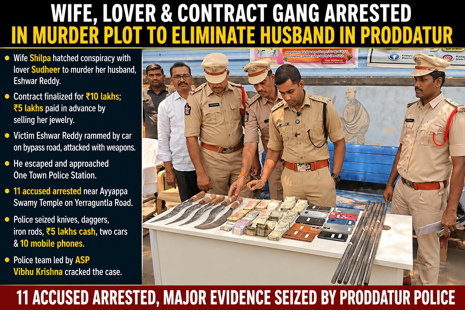 Proddatur murder plot accused arrested contract killing case Andhra Pradesh police