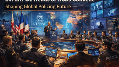 INTERPOL meeting of National Central Bureau heads discussing global crime and security cooperation