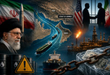 Strait of Hormuz map showing Iran’s strategic control over global oil shipping route