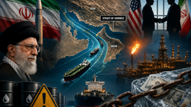 Strait of Hormuz map showing Iran’s strategic control over global oil shipping route