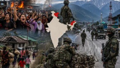 Indian security forces monitoring conflict zones in Manipur and Kashmir