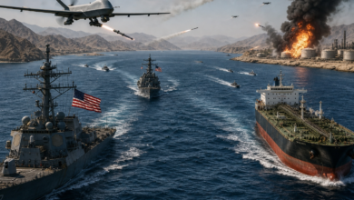 oil tankers and naval ships in strait of hormuz amid iran us tensions