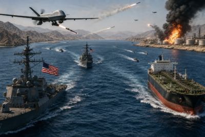 oil tankers and naval ships in strait of hormuz amid iran us tensions