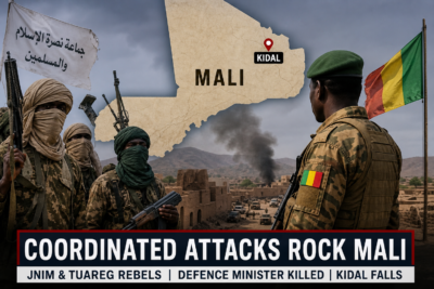 armed militants and military conflict in northern Mali showing Sahel instability crisis