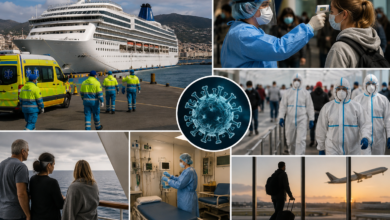 Passengers disembarking cruise ship in Tenerife under medical screening after suspected hantavirus outbreak