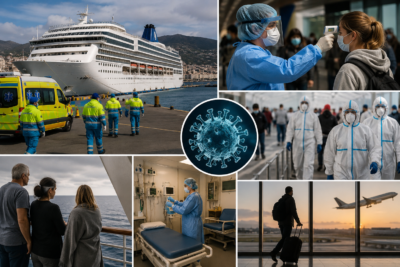 Passengers disembarking cruise ship in Tenerife under medical screening after suspected hantavirus outbreak