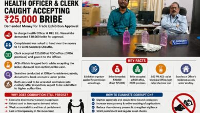 ACB officials conducting raid inside Anantapur Municipal Corporation office during bribery investigation