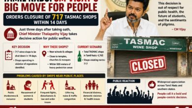Tamil Nadu Chief Minister Thalapathy Vijay announcing closure of TASMAC wine shops across the state