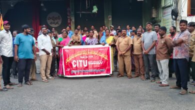 Municipal workers protesting against petrol and diesel price hike in Proddatur Andhra Pradesh