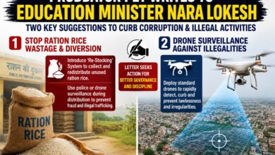 Proddatur PET sends reform proposal letter to Andhra Pradesh Minister Nara Lokesh on drone surveillance and ration rice monitoring.