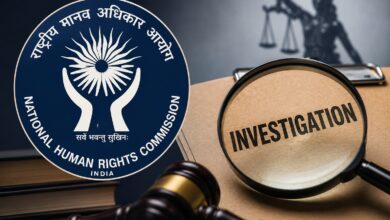 NHRC building representing investigation into alleged human rights violations involving a minor girl in Uttar Pradesh and sewer worker deaths in Punjab