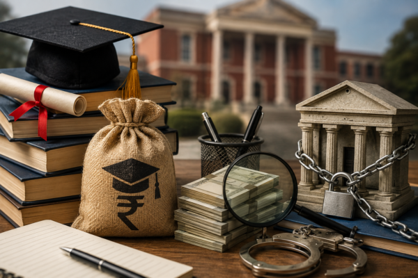 Enforcement Directorate investigation into the DAV PG College scholarship scam involving alleged diversion of funds meant for SC, ST, and OBC students.